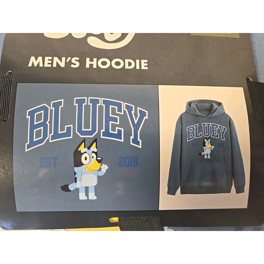Bluey Mens Hoodie XL Blue Unisex Sweatshirt Kangaroo Pocket Mad Engine NEW - Picture 7 of 10